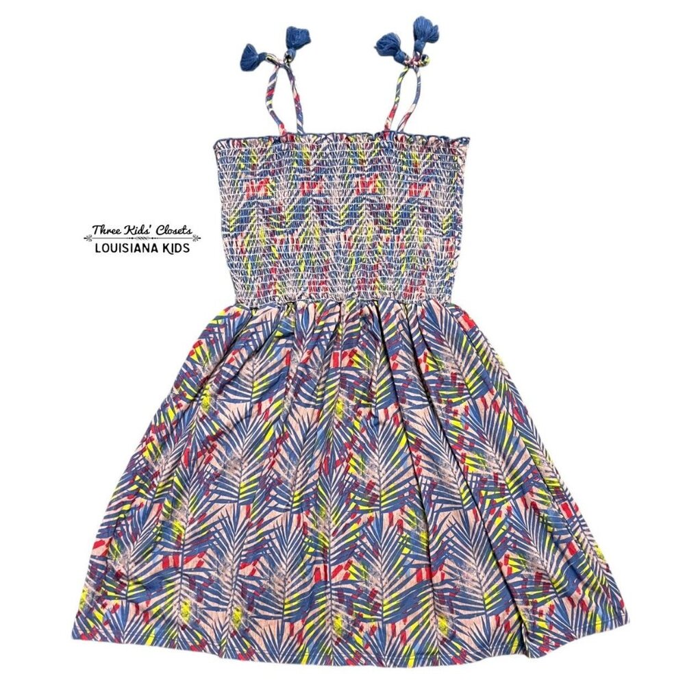 BCBG Girls 12Y Palm Leaf Tassel Sundress Dress